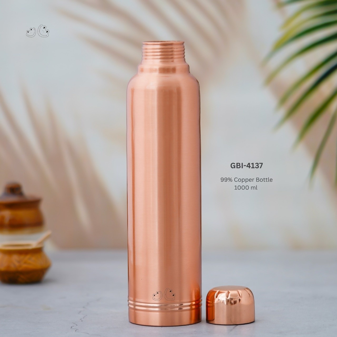 GBI-4137 Conical Hammered Finish 1+2 Copper Bottle Set