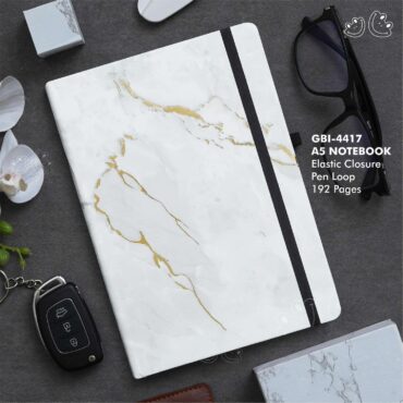 GBI-4417 Marble Elastic Closure Notebook with Pen Loop - 192 Pages