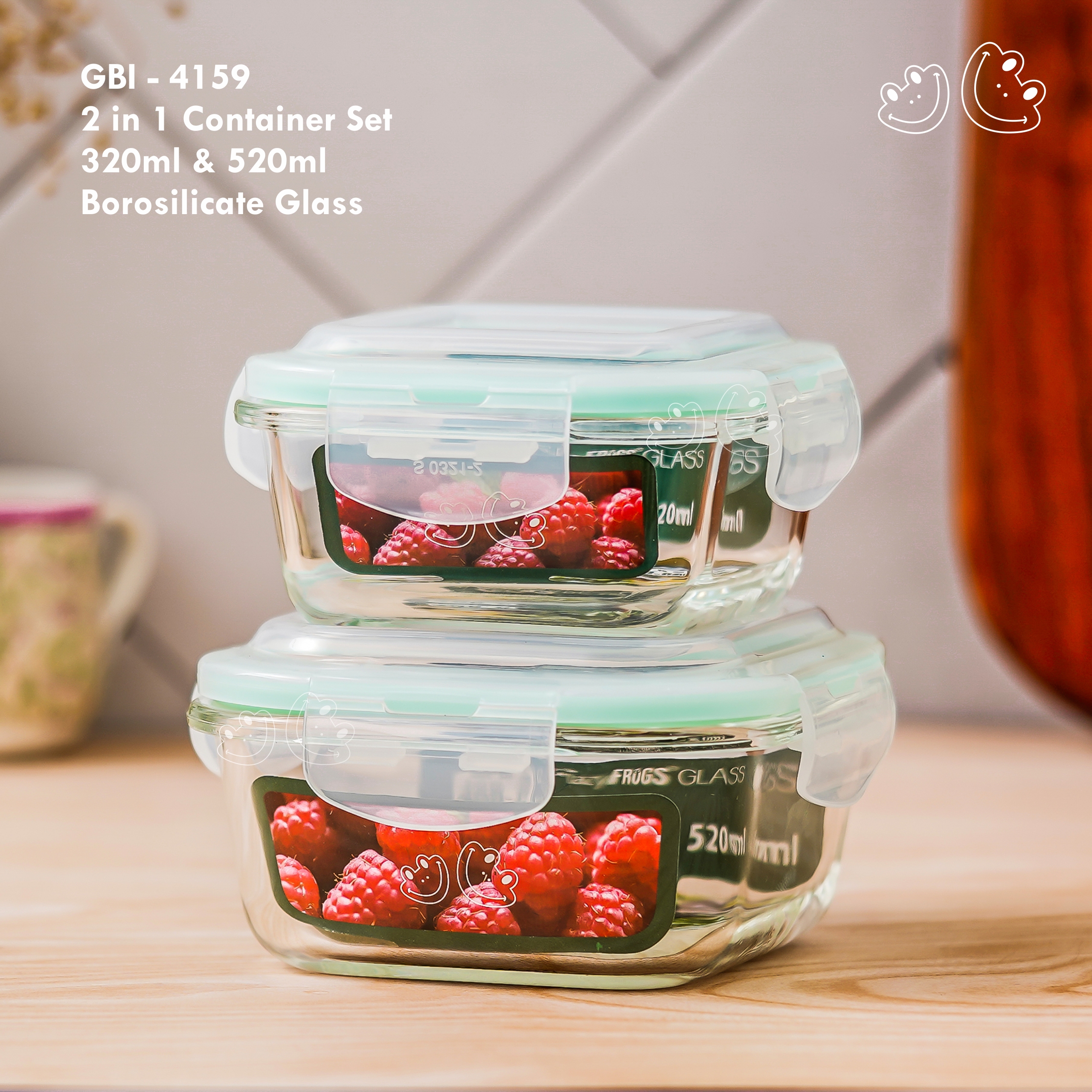 GBI-4159 Borosilicate Glass 2 Container Set