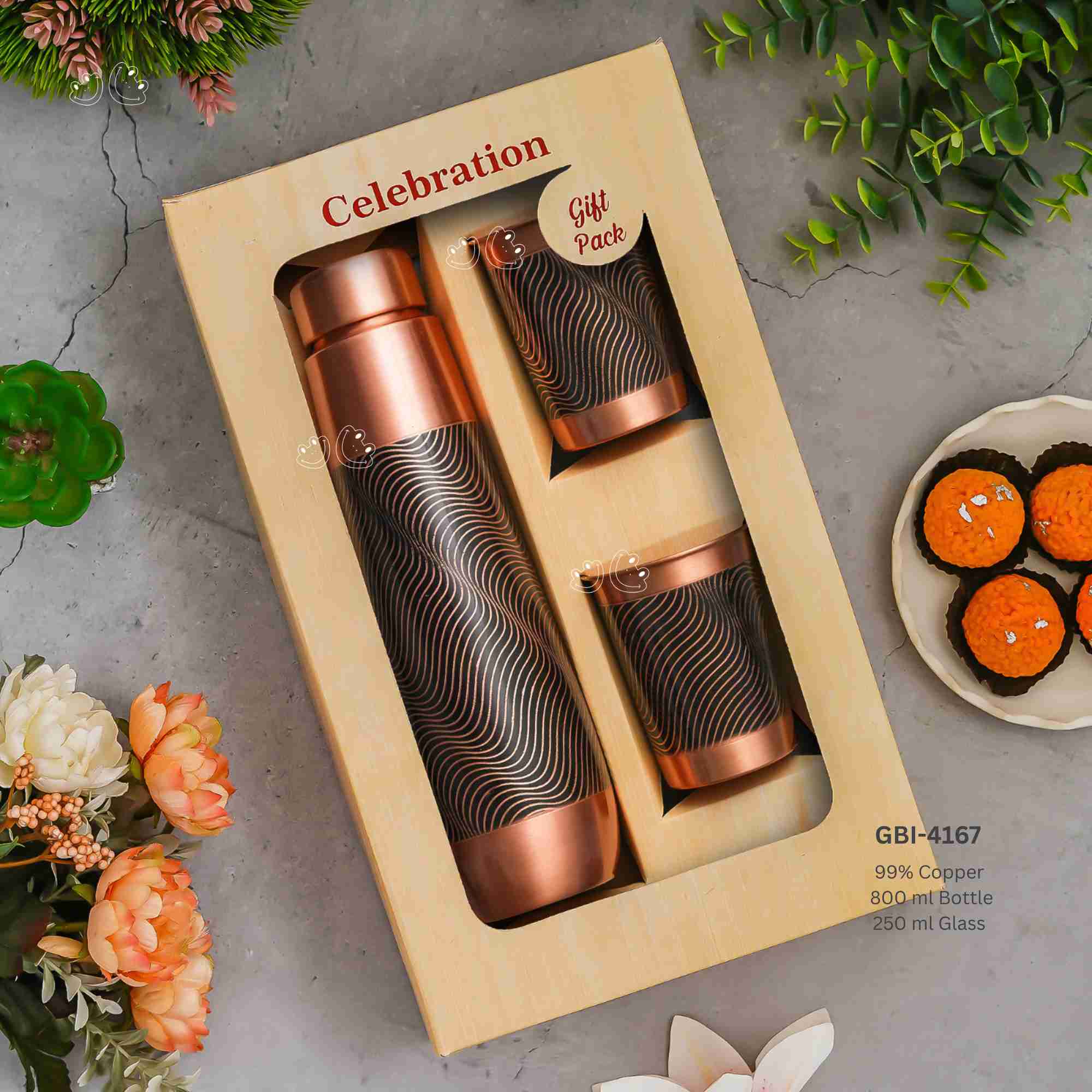 GBI-4167 99% Copper Bottle & Glass Gift Set