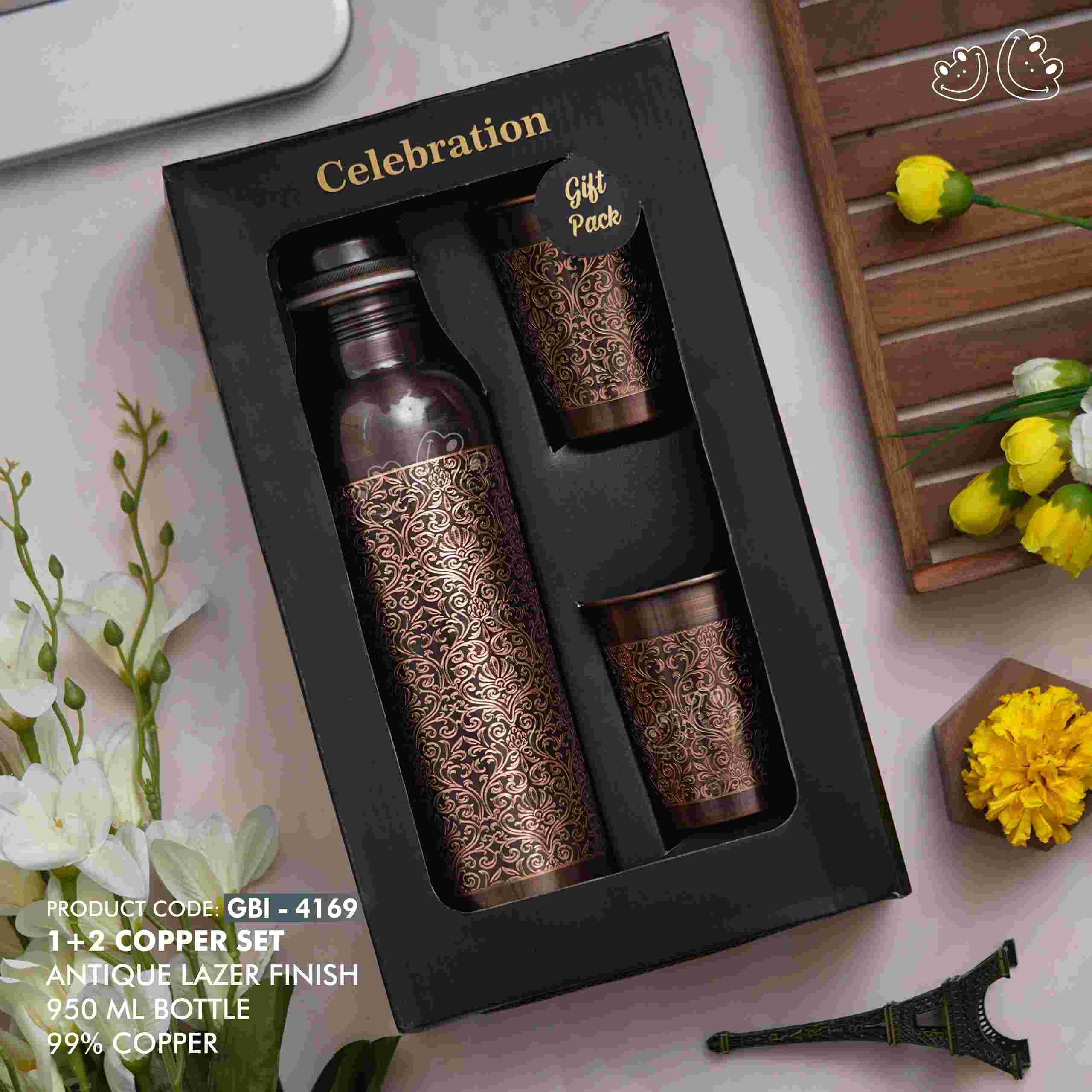 GBI-4169 99% Copper Bottle & Glass Gift Set