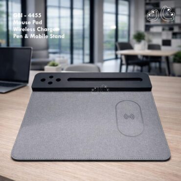 GBI-R4455 Mousepad with Pen, Mobile Stand & Wireless Charging