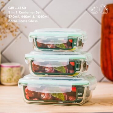 GBI-4160 Borosilicate Glass 3 in 1 Container Set
