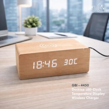 Desktop LED Clock With Temperature Display & Wireless Charging GBI - 4450