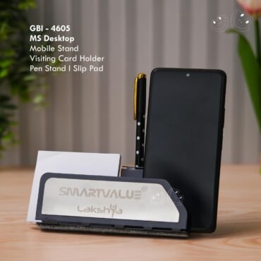 MS Desktop {Mobile Stand - Visiting Card Holder - Pen Stand - Slip Pad} (GBI-4605)