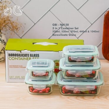 GBI- N4158 Borosilicate Glass 5 in 1 Container Set
