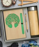 GBI-4385 Bamboo Bottle, Pen & Notebook