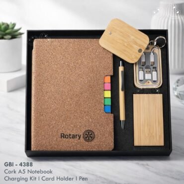 GBI-4388 Cork A5 Notebook with Charging Kit| Card Holder | Pen