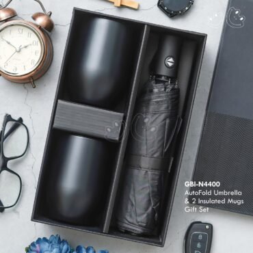 GBI-N4400 Autofold Umbrella & 2 Insulated Mug Gift Set