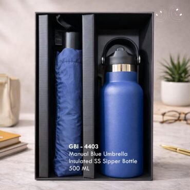 GBI-4403 Manual Blue Umbrella with Sipper Bottle
